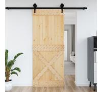 Sliding Door Natural Solid Pinewood 95x210 cm Untreated Rustic Interior Barn XL