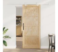 Sliding door Natural/White 86x211cm Solid Pine Wood Top-Mount Space Saver Quiet