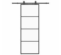 vidaXL Sliding Door with Hardware Set Black 76x205 cm Tempered Glass