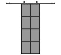 vidaXL Sliding Door with Hardware Set Black 90x205 cm Tempered Glass