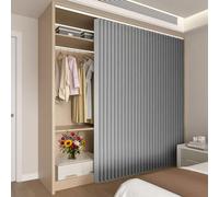 Sliding Door Privacy Curtain - Self-Adhesive Table Skirt for Office Classroom Workspace Partition Library - Grey 120cmW/150cmH - Stylish Closet Decoration