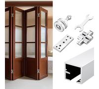 Sliding Door Rail Kit Hardware for Folding Doors Fits 2-8 Doors Adjustable Lengths 1-4m (4-Door Both Sides Open 4m/13ft) - & Easy Installat