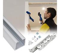 Sliding Door Rail SystemAluminum Tracks 11ft (335.3cm) Durable Hardware for Smooth OperationAvailable in 61cm 140cm 200cm 300cm 350cmSleek Black Finish