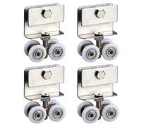 Sliding Door Roller, 4Pcs Showers Doors Wheel Rollers, Rail Track Pulley with Ball Bearings, Clip-type Fastener, Screws, Ø 20 mm 4 Wheels Sliding Door Kit for Cupboard Wardrobe Cabinet Closet Window