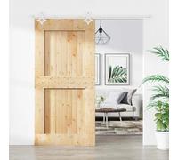 Sliding door Solid pine 100 x 210 cm Natural/White Modern space-saving Indoor UK