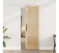 Sliding Door Solid Pine 61x198.5cm Natural & White Smooth Top Rail Space-Saving
