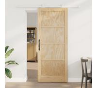 Sliding door Solid pine 86x211 cm Natural & White Top-hung Black Rail Quietglide