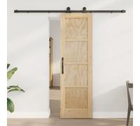 Sliding door Solid Pine Natural 61x198.5cm Top-Mount Black Track Smooth Quietly