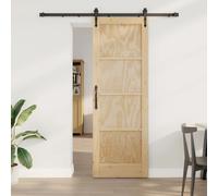 Sliding door Solid pine Natural/Black 183 x 4 x 211 cm Top-mount Smooth Max100kg