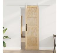 Sliding door Solid pine natural/white 61 x 198.5 cm black rail smooth slide eco