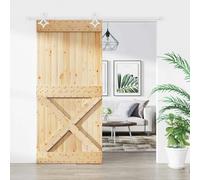Sliding door Solid pine wood 100x210 cm Natural & White Modern Interior Compact