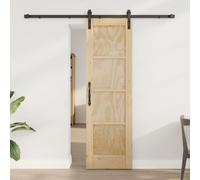 Sliding door Solid pine wood Natural/Black 61x198.5 cm Top-hung track soft glide