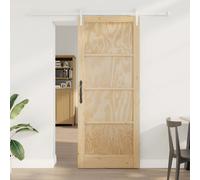 Sliding door solid pine wood natural & white 200 x 4 x 211 cm space-saving room
