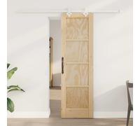Sliding door Solid Pine Wood Natural White 61x198.5 cm Modern Space-Saving Quiet
