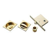 SLIDING DOOR SQUARE ROSES WITH WC TURN C/W FLUSH PULL & LOCK OTL (POLISHED BRASS)