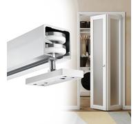 Sliding Door T Folding Hardware SetTop/Bottom Rail Roller Pivot Hinge & Guide for 3.54cm Thick Doors 4.3ftEasy Installation & Adjustable Solution
