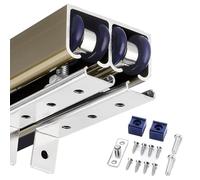 Sliding Door Track Kit for Bypass & Barn Doors 2.9m/9.5ft Hardware System with Screws & Pulley Pocket Door Frame Champagne Finish