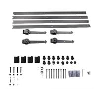 Sliding Door Track Kit Premium Durable Double Door Barn Sliding Wood Door Hardware Set for Interior Closet Black Carbon Steel 4m 13.1ft