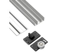 Sliding Door Track Kit with Silent Rollers Heavy Duty Hardware for Wardrobe Closet & Cabinet Smooth & Easy Glide System for Home Organization