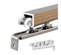 Sliding Door Track Rail, Barn Sliding Door Hardware Kit 8 Wheels Hangers Track Rail Multicolor Multiple Sizes(Champagne,180 in/457.2 cm)
