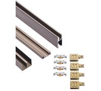 Sliding Door Track Set, Dual Track Sliding Door Hardware Kit for 8mm Glass Cabinets Bookshelves Kitchens - Heavy-Duty Quiet Rollers Smooth Gliding Display Cabinets Wardrobes Closet Doors