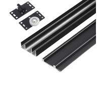 Sliding Door Track System,Aluminium Upper Lower Rails,Sliding Door Guide Rails And Pulleys,Rail Sliding Kit,for Door Panels 15-24mm Thick,for Wardrobe,Cupboard,Room,Rust Resistant