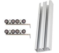Sliding Door Track System, Double Rail Barn Door Hardware Kit with Soft Close for Wardrobe and Cabinetry, 14.1ft Length, Bypass Design, Easy Install