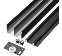 Sliding Door Track System, Pocket Door Track Kit with Smooth Operation, Invisible Sliding Door Slide Pulley Guide Rail for Wardrobe Doors