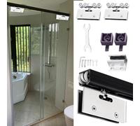 Sliding Door Track with Roller Hangers, Ceiling Mount Hardware Kit for Smooth Glass Doors, Quiet Operation, Easy Installation, 340cm Length