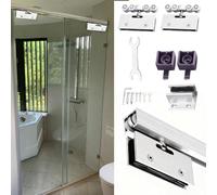 Sliding Door Track with Roller Hangers, Ceiling Mount Hardware Kit for Smooth Glass Doors, Quiet Operation, Easy Installation, 340cm Length