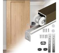 Sliding Door Tracks for Sliding Screen Doors, Bathroom Sliding Door Guide Rail Heavy Duty, Brown Barn Door Track 2-30 Ft, Interior Door Track(12-Wheel,10ft (3m))