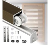 Sliding Door Tracks for Sliding Screen Doors, Bathroom Sliding Door Guide Rail Heavy Duty, Brown Barn Door Track 2-30 Ft, Interior Door Track(12-Wheel,15ft (4.6m))