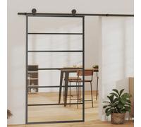 Sliding Door Transparent Glass Black Alum. Frame 102x205 cm 5mm Soft-Stop Quiet