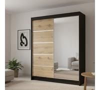 Sliding Door Wardrobe Camino 3 With Mirror Black Artisan Oak