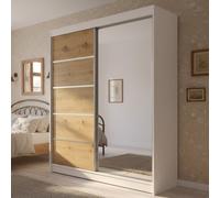 Sliding Door Wardrobe Camino 3 With Mirror White Artisan Oak