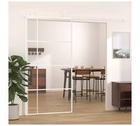 Sliding Door White 102.5x205cm Clear ESG Glass Slim Aluminium Frame Minimal Chic