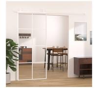 Sliding Door White 90x205 cm Aluminium Frame 5mm Frosted ESG Glass 20mm Interior
