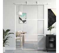 Sliding Door White Aluminium Frame Tempered Glass 102.5x205 cm Interior Minimal