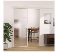 Sliding Door White Clear ESG Glass Aluminium Frame 76x205cm Slim 5mm Minimalist