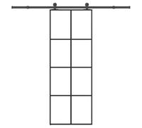 Sliding Door with Hardware Kit, 76x205 cm ESG Tempered Glass & Aluminum Frame, Quiet Smooth Interior Pocket Door for Home