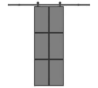 Sliding Door with Hardware Set, 76x205 cm Tempered Glass & Aluminium Frame, Quiet Smooth Glide for Interior Home Office