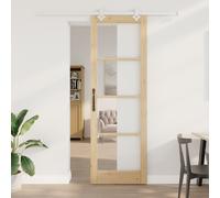 Sliding Door with Hardware Set 78x232 cm Solid Wood Pine Berkfield Home Beige One Size