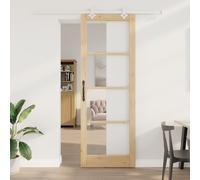 Sliding Door with Hardware Set 83x232 cm Solid Wood Pine Berkfield Home Beige One Size