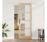 Sliding Door with Hardware Set 83x232 cm Solid Wood Pine Berkfield Home Multi One Size