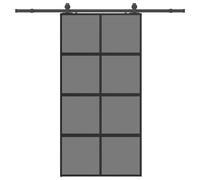 Sliding Door with Hardware Set Black Tempered Glass vidaXL