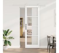 Sliding Door with Hardware Set White 78x232 cm Solid Wood Pine Berkfield Home White One Size
