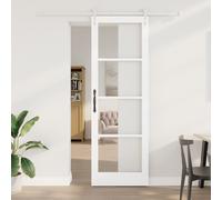 Sliding Door with Hardware Set White 78x232 cm Solid Wood Pine Berkfield Home White One Size
