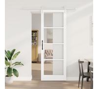 Sliding Door with Hardware Set White 83x232 cm Solid Wood Pine Berkfield Home White One Size