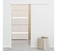 Sliding Door with Soft Stops ESG Glass and Aluminium 76x205 cm Berkfield Home Silver One Size