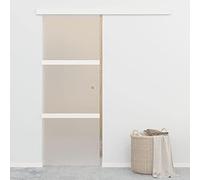 Sliding Door with Soft Stops, ESG Glass and Aluminium, 76x205 cm Interior Barn Style Door, Smooth Quiet Operation for Closets & Rooms